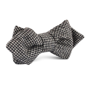 Sheepish Black Houndstooth Wool Diamond Bow Tie