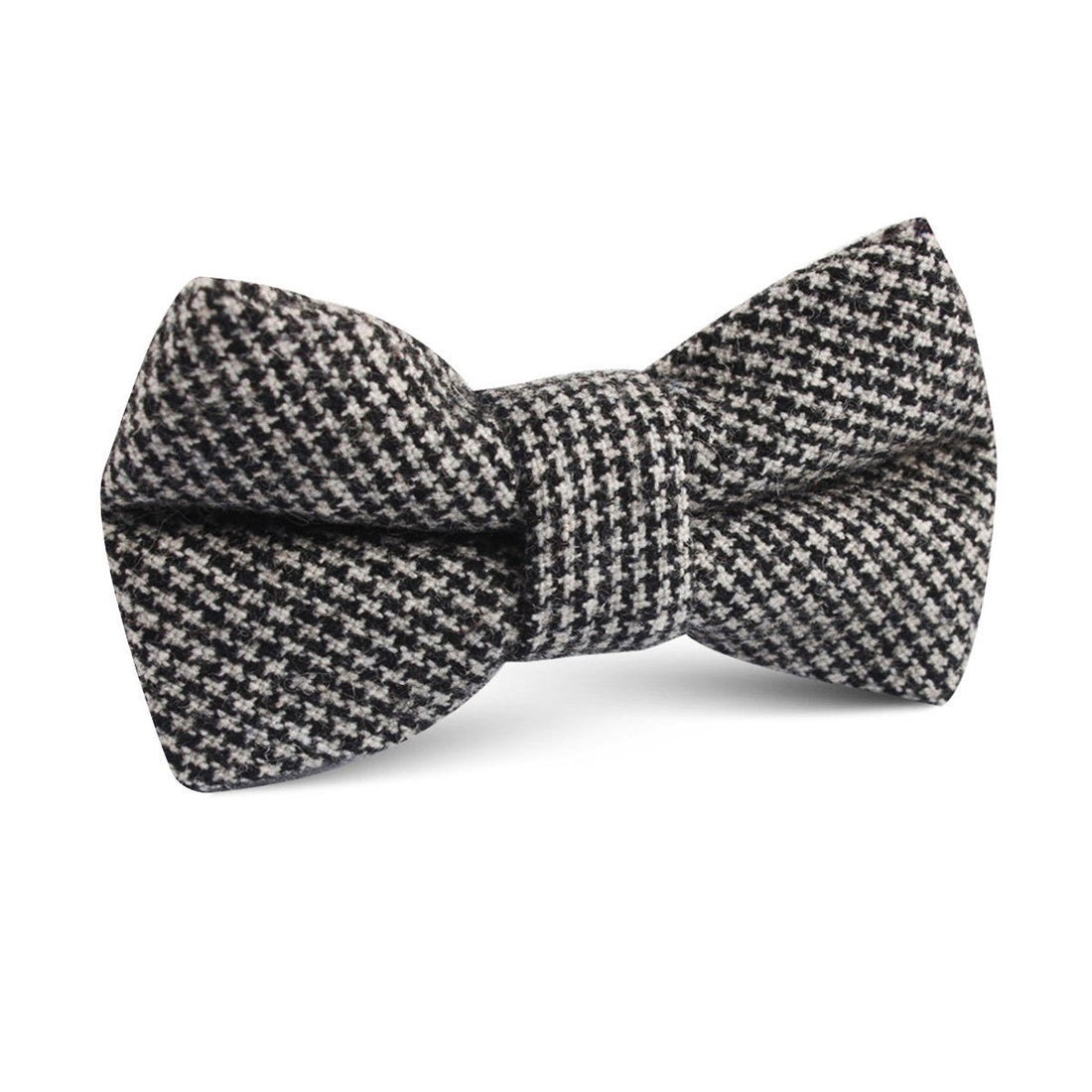 Sheepish Black Houndstooth Wool Kids Bow Tie