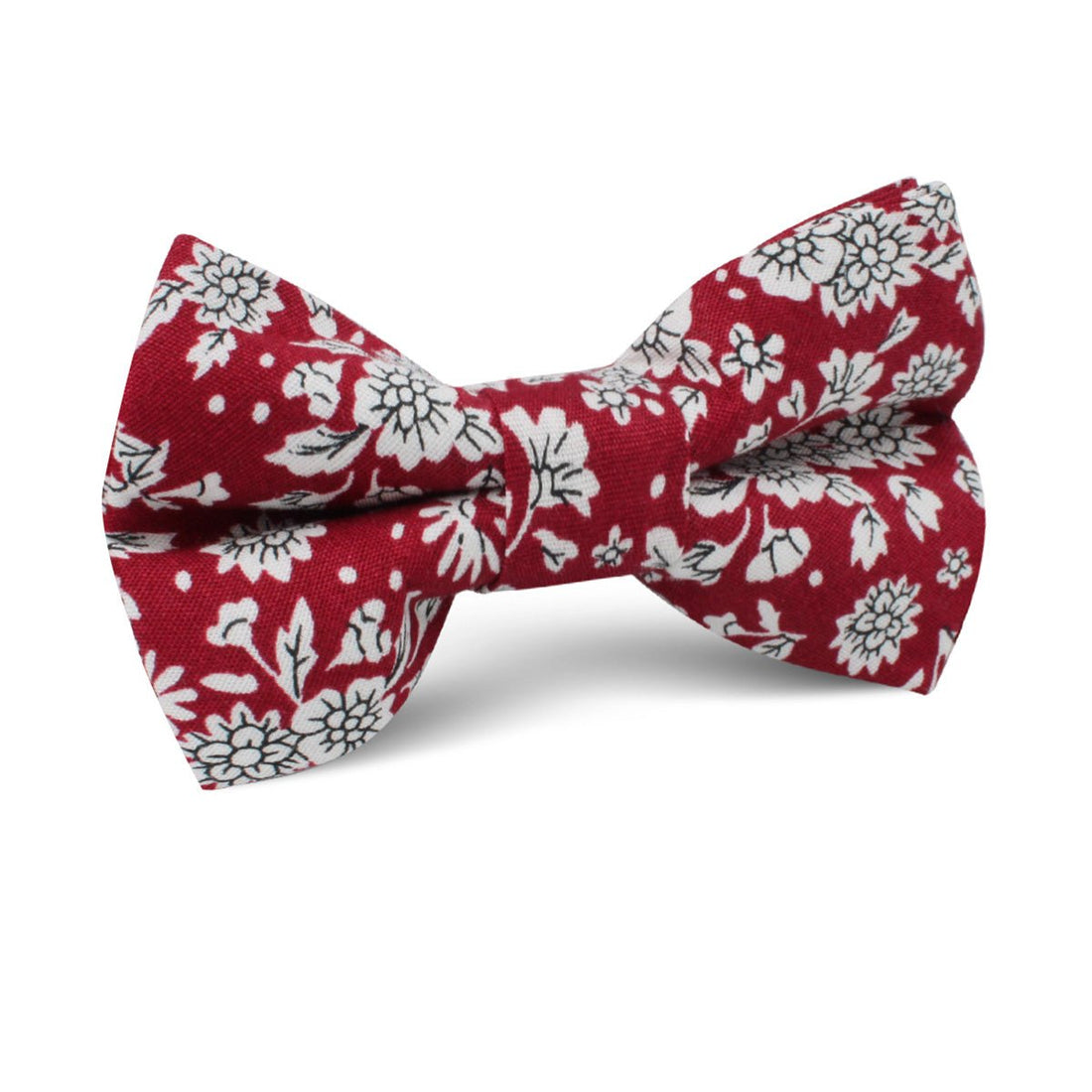 Shizuoka Merlot Red Floral Kids Bow Tie