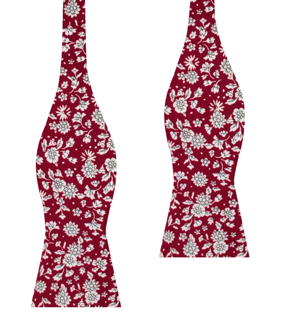 Shizuoka Merlot Red Floral Self Bow Tie