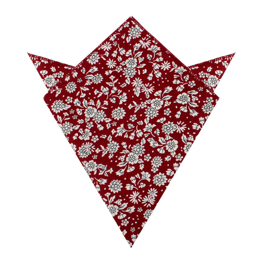 Shizuoka Merlot Red Floral Pocket Square