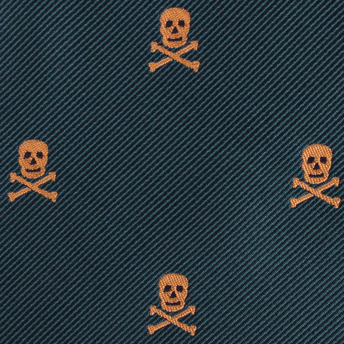 Skull & Crossbones Green Fabric Necktie