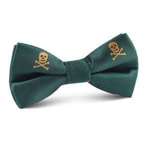 Skull & Crossbones Green Kids Bow Tie