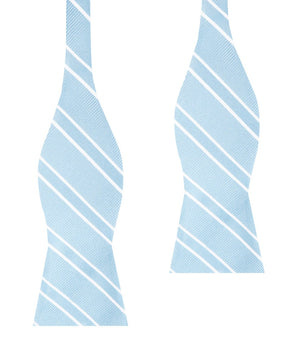 Sky Light Blue Double Stripe Self Bow Tie