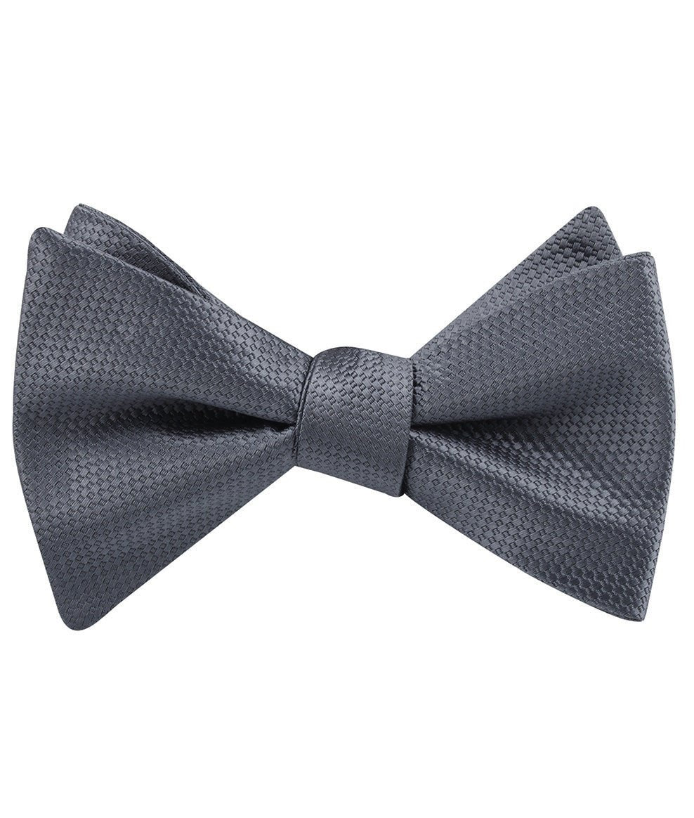 Slate Grey Charcoal Basket Weave Self Tied Bow Tie