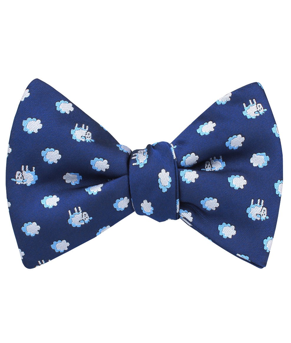 Sleepy Sheep Blue Self Tie Bow Tie