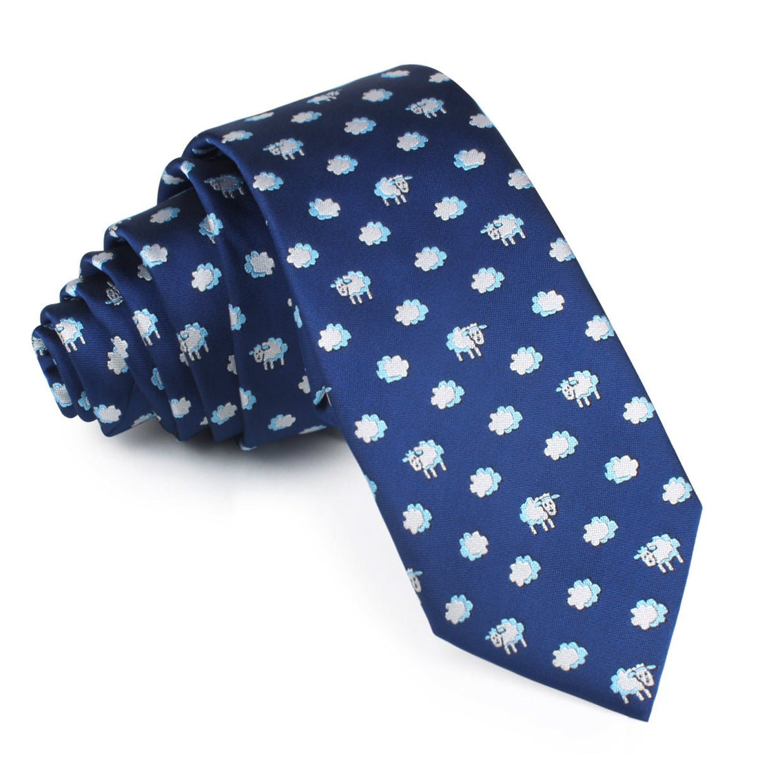 Sleepy Sheep Blue Skinny Tie