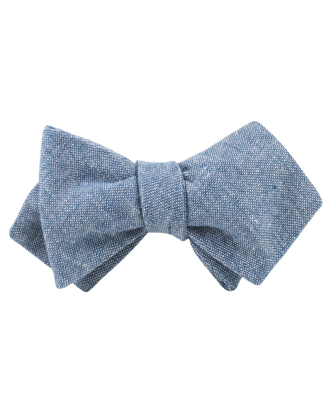 Smoke Blue Slub Linen Diamond Self Bowtie