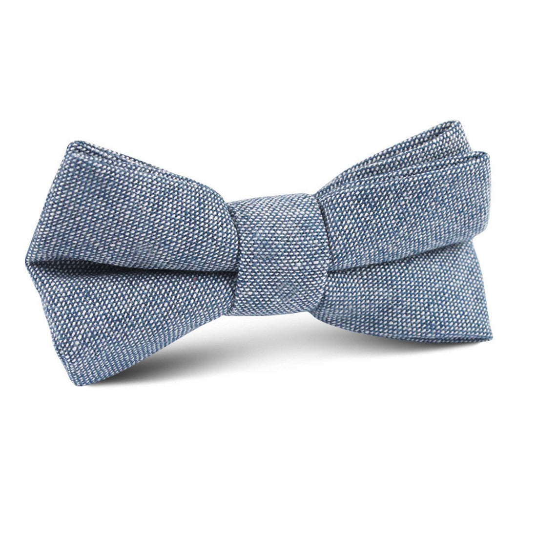 Smoke Blue Slub Linen Kids Bow Tie