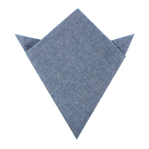 Smoke Blue Slub Linen Pocket Square