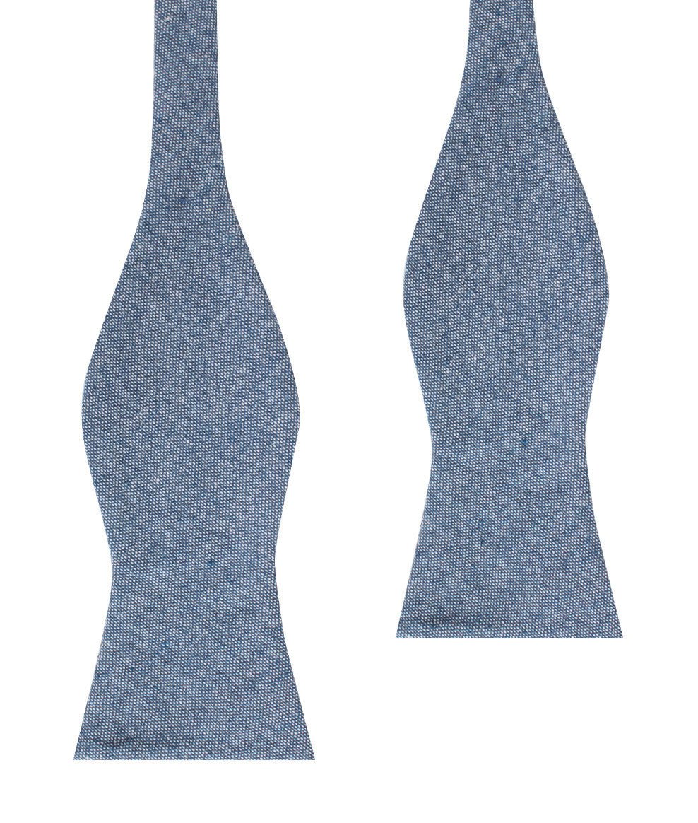 Smoke Blue Slub Linen Self Bow Tie