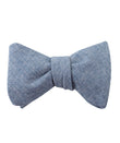 Smoke Blue Slub Linen Self Tied Bowtie