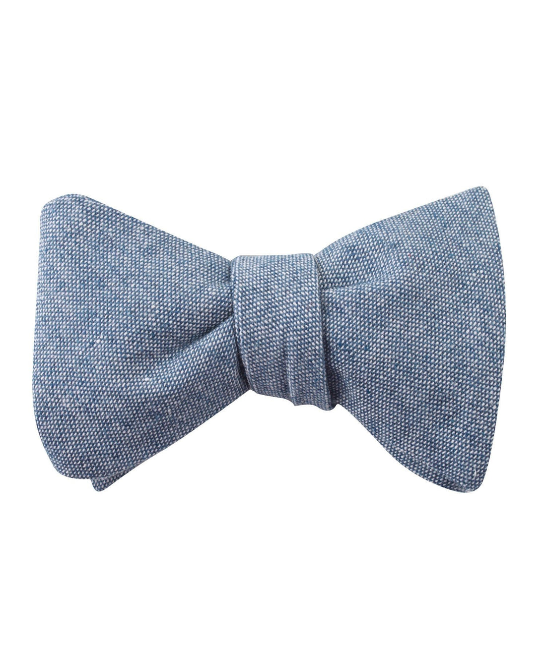 Smoke Blue Slub Linen Self Tied Bowtie