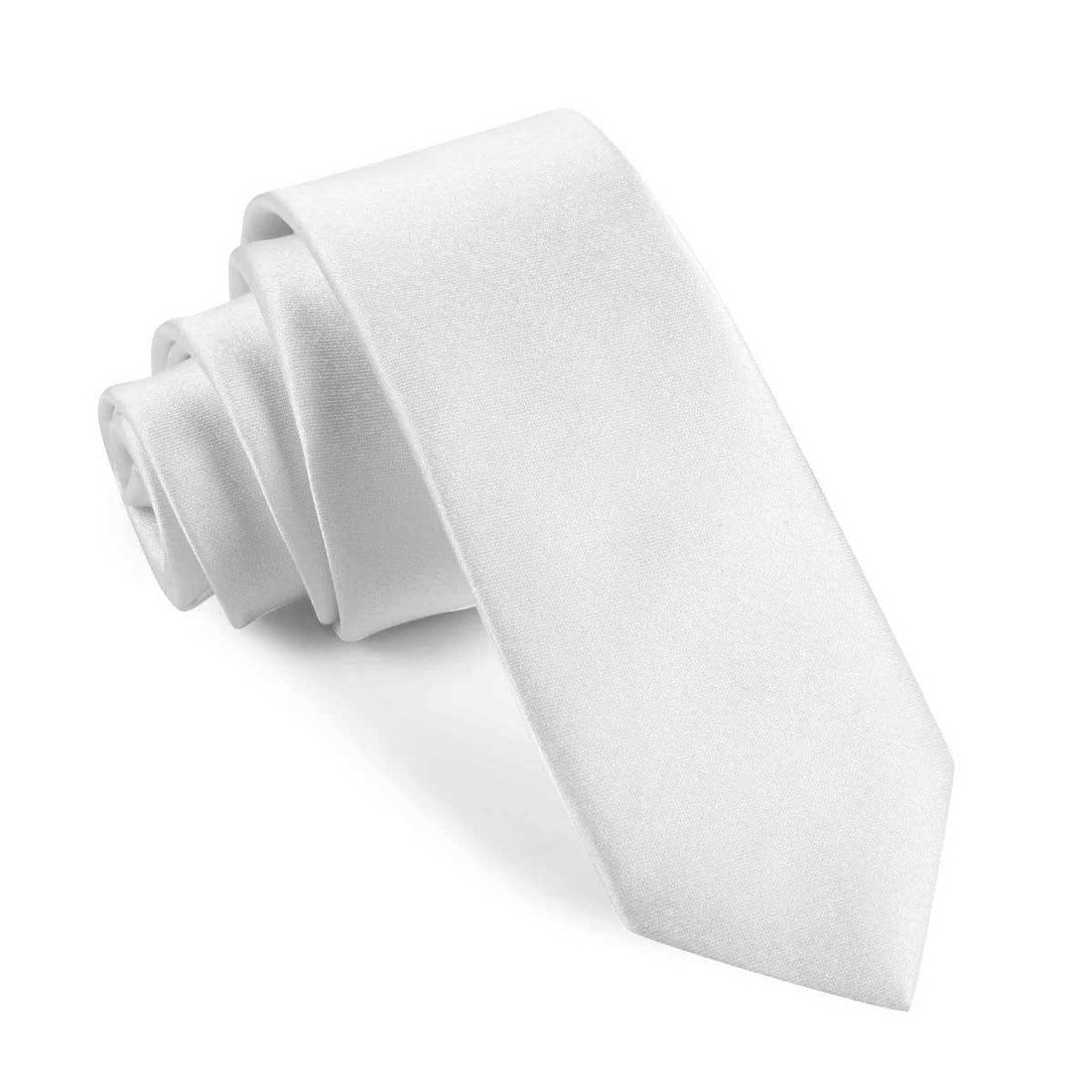 Snow White Satin Skinny Tie