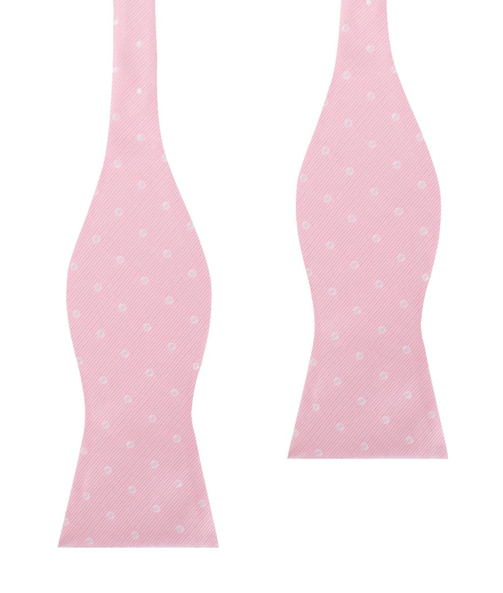 Soft Pink Polka Dots Self Bow Tie