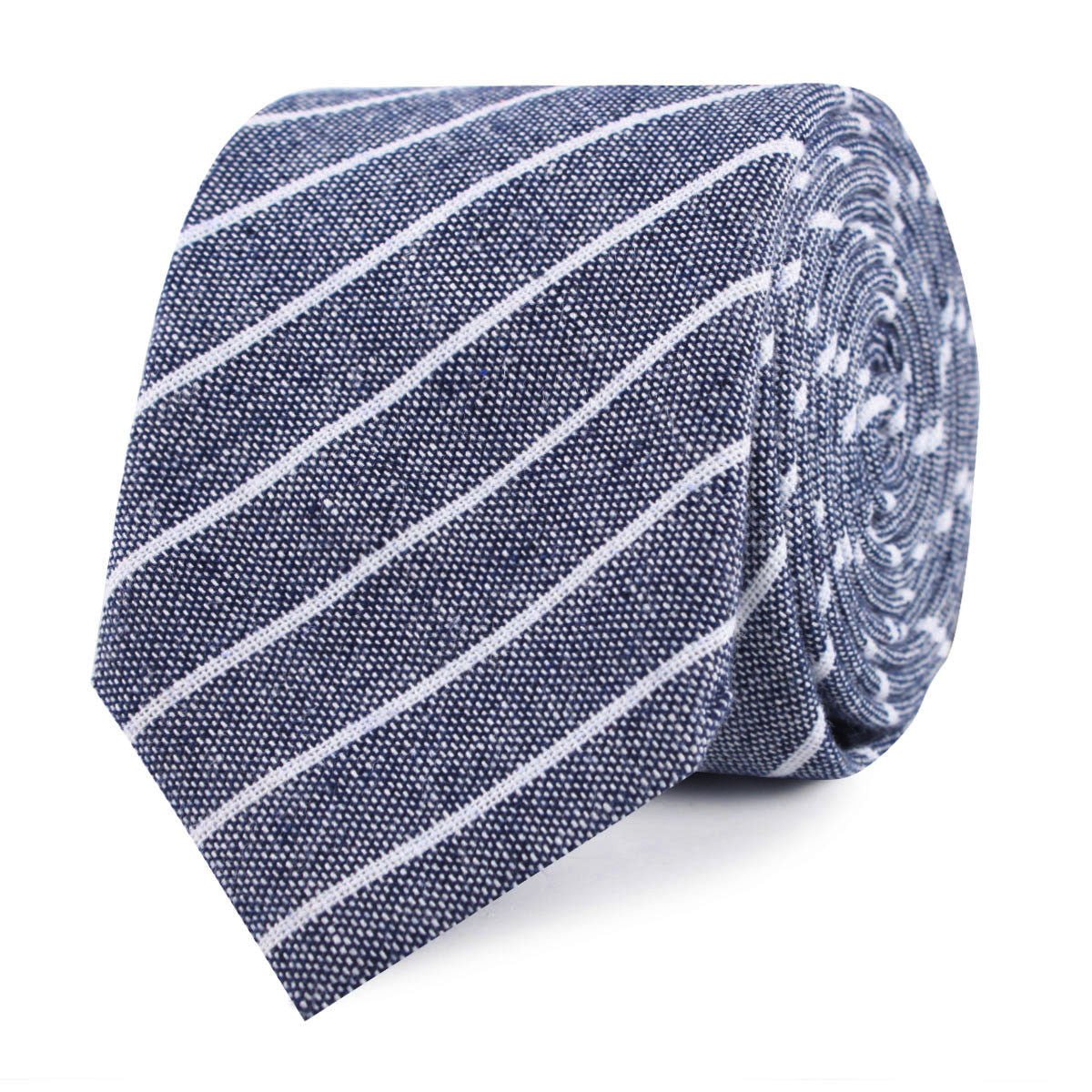 Starry Night Blue Pinstripe Linen Slim Tie