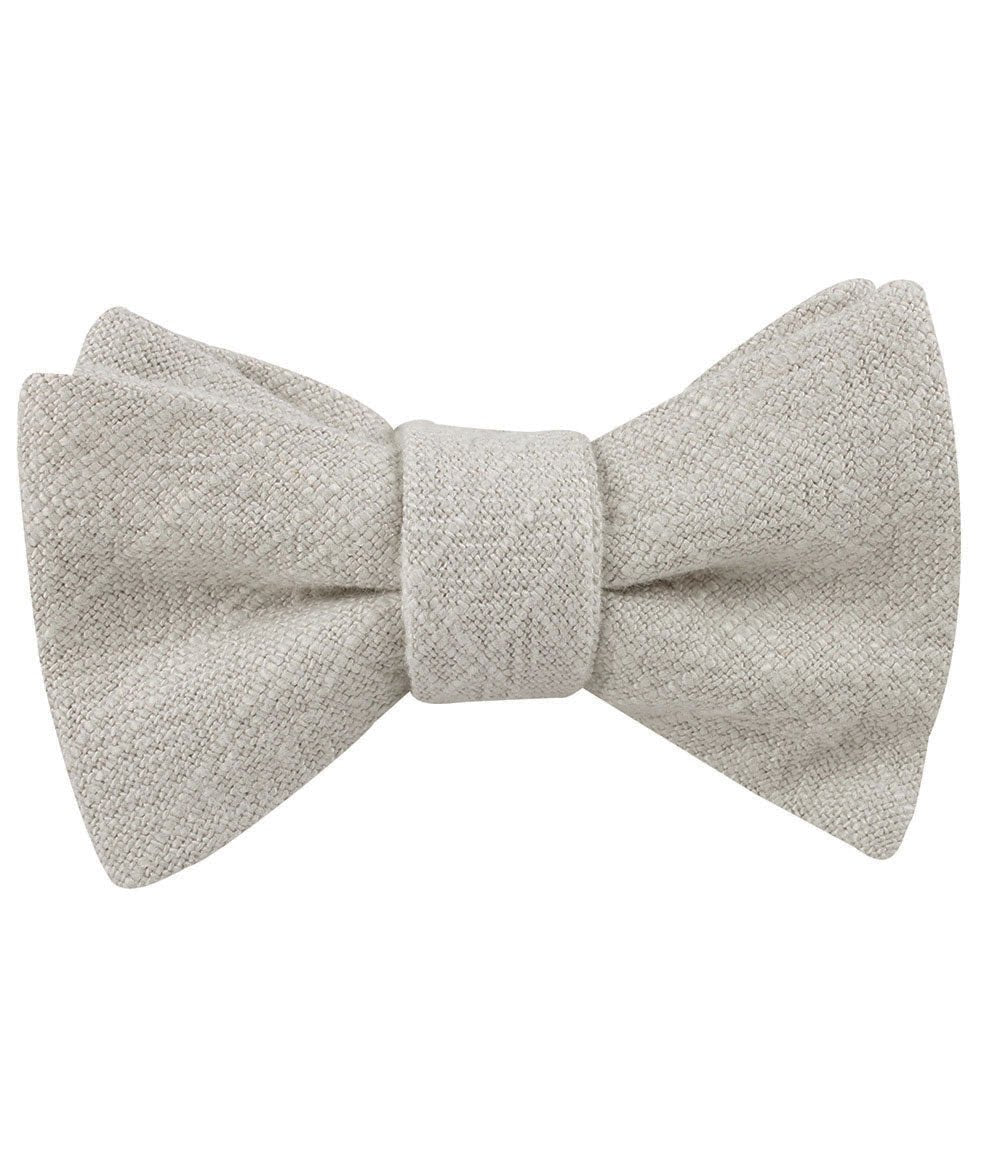 Sterling Silver Grey Linen Self Tied Bow Tie