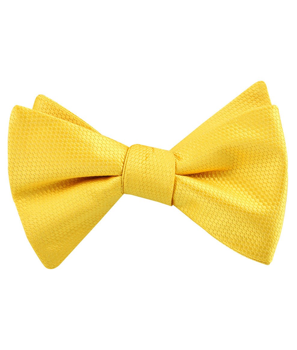 Sunflower Yellow Basket Weave Self Tied Bow Tie