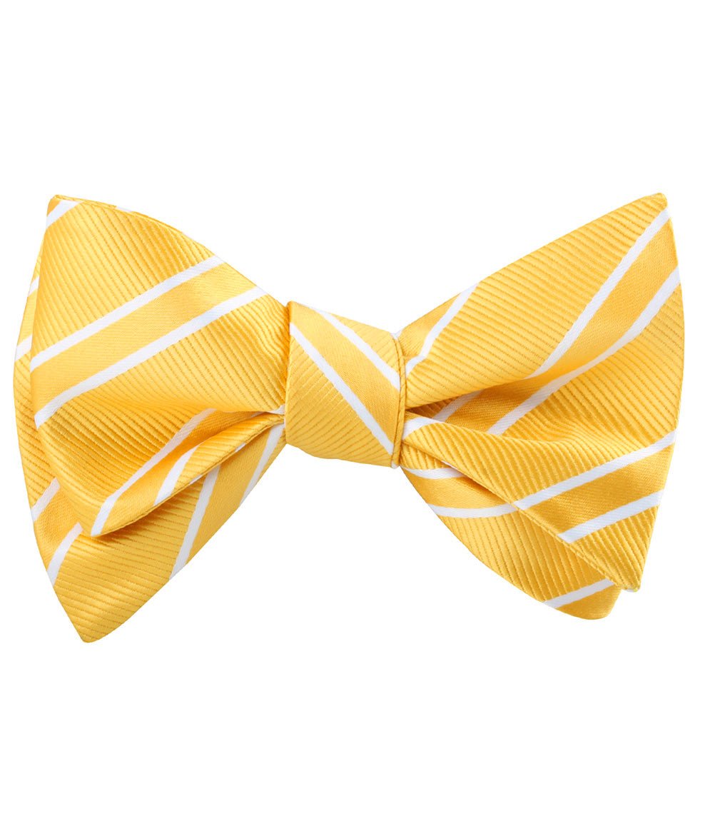 Sunflower Yellow Double Stripe Self Tied Bow Tie