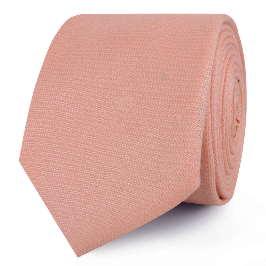 Sunset Peach Linen Twill Skinny Ties