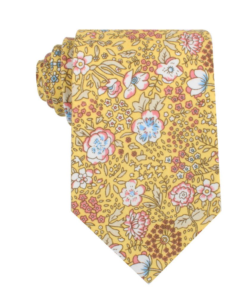 Tahitian Yellow Floral Necktie