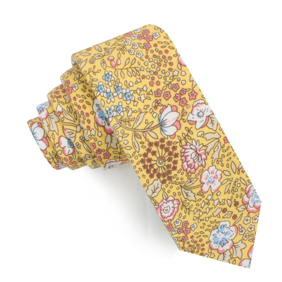 Tahitian Yellow Floral Skinny Tie