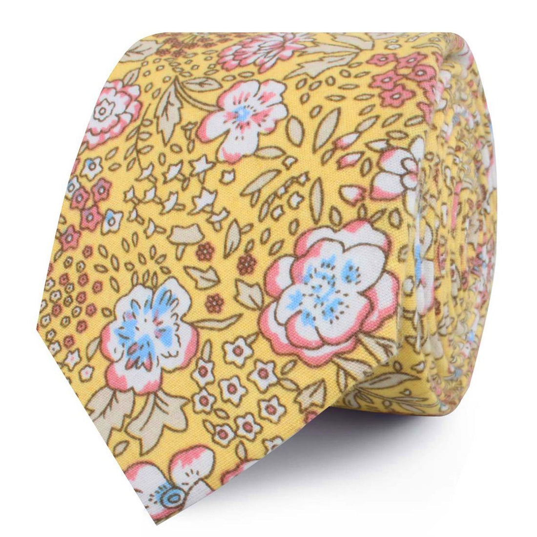 Tahitian Yellow Floral Skinny Ties