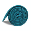 Teal Slub Linen Skinny Tie Side Roll