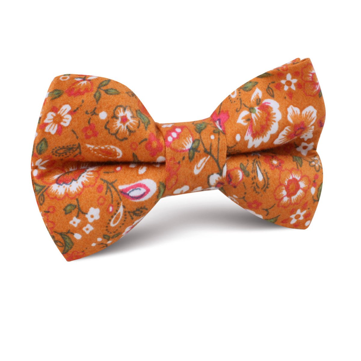 Terracotta Orange Floral Kids Bow Tie