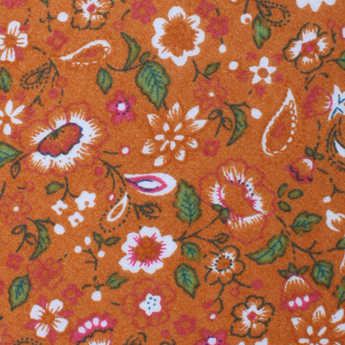 Terracotta Orange Floral Self Bow Tie Fabric