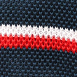 The Navy Blue American Knitted Tie with Red & White Stripes Fabric