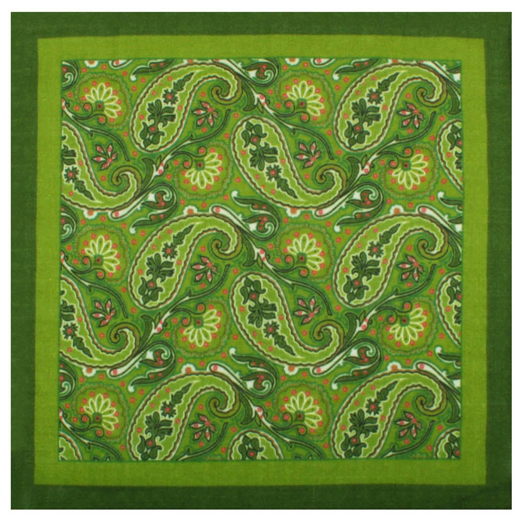 The Duke Green Paisley Wool Pocket Square