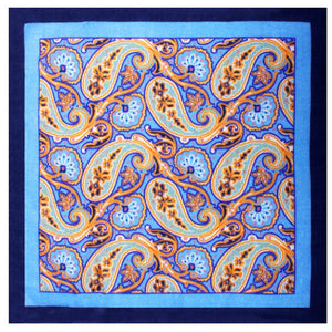 Monuriki Blue Paisley Wool Pocket Square