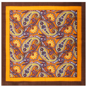 Mr. Profaci Paisley Burnt Rust Wool Pocket Square