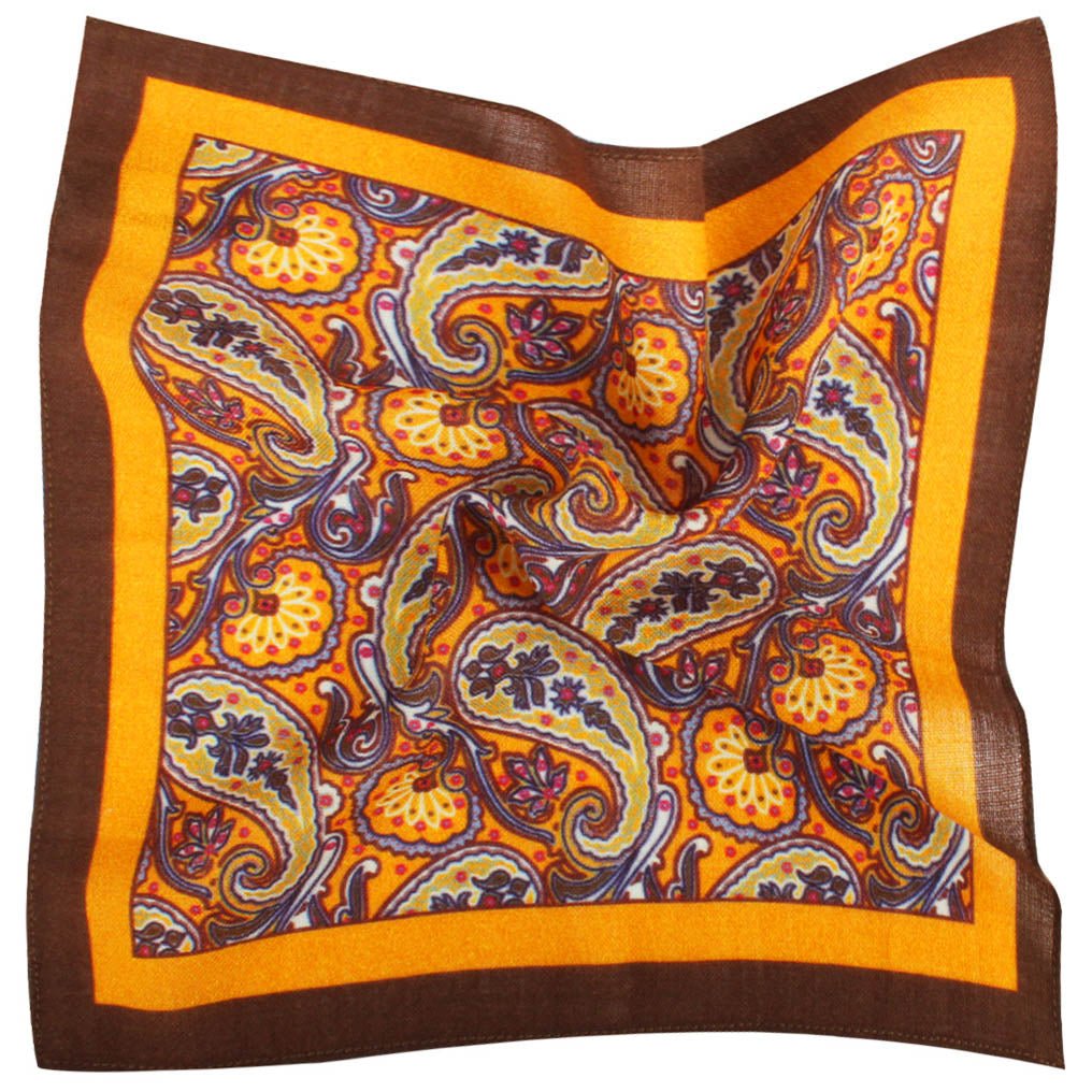 Mr. Profaci Paisley Burnt Rust Wool Pocket Squares