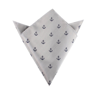 The OTAA Light Grey with Navy Blue Anchors Pocket Square