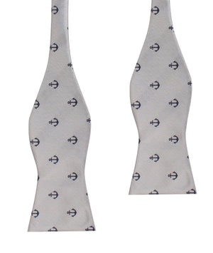 The OTAA Light Grey with Navy Blue Anchors Self Tie Bow Tie