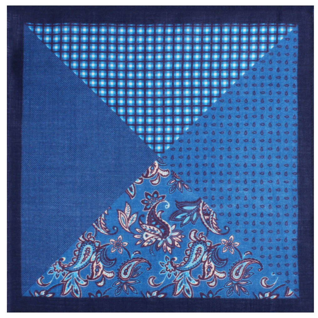 Town Destroyer 'President Washington' Blue Wool Pocket Square