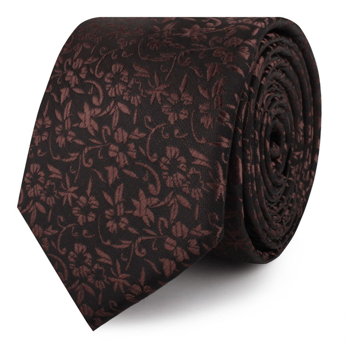 Truffle Brown Floral Skinny Ties