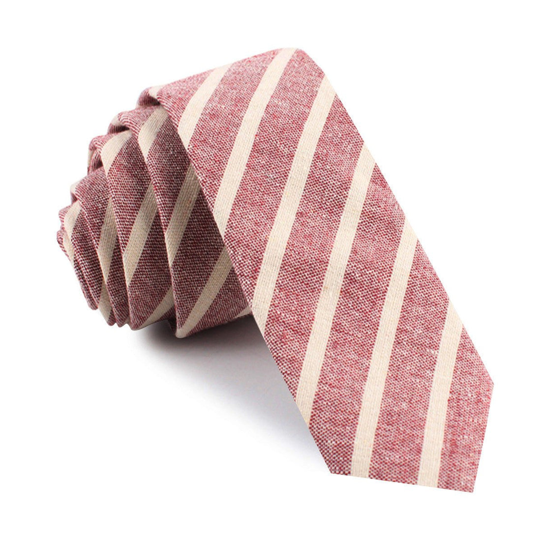 Turkish Delight Red Stripe Linen Skinny Tie