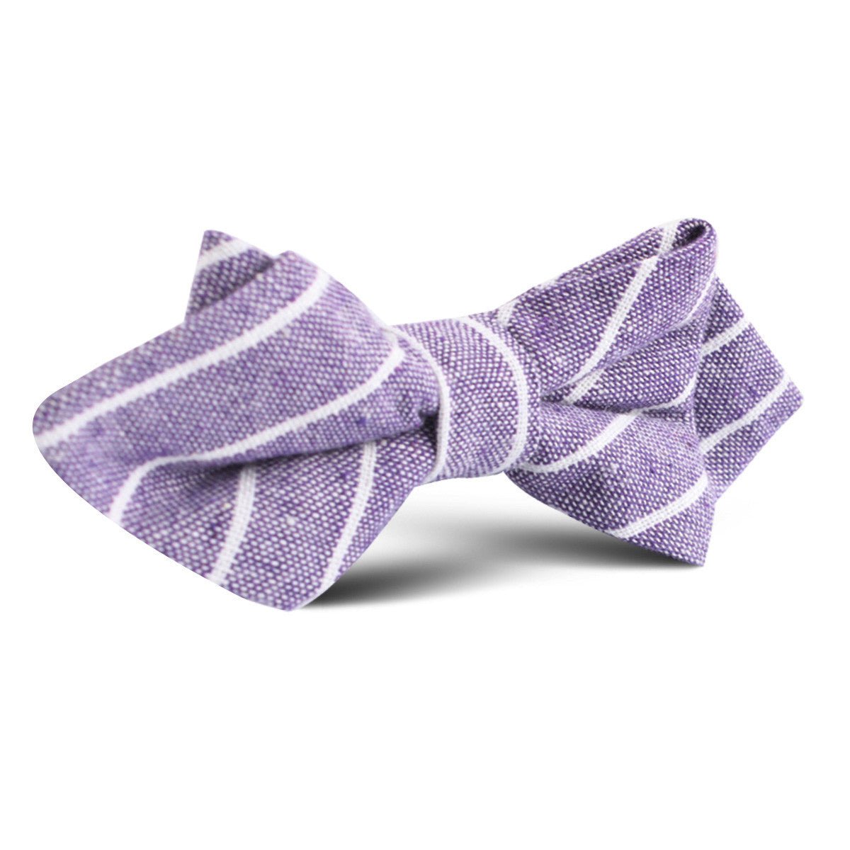 Tyrian Linen Purple Pinstripe Diamond Bow Tie