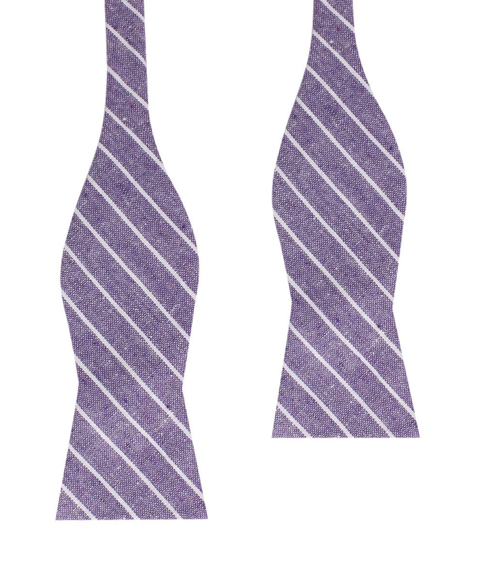 Tyrian Linen Purple Pinstripe Self Bow Tie