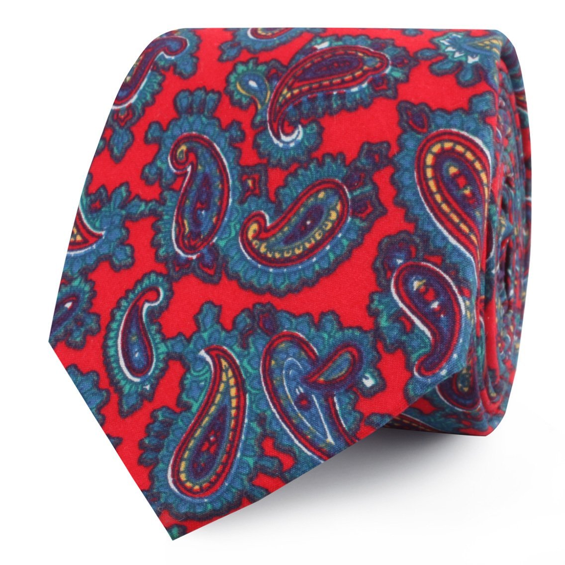 Valentina Red Shiraz Paisley Skinny Ties