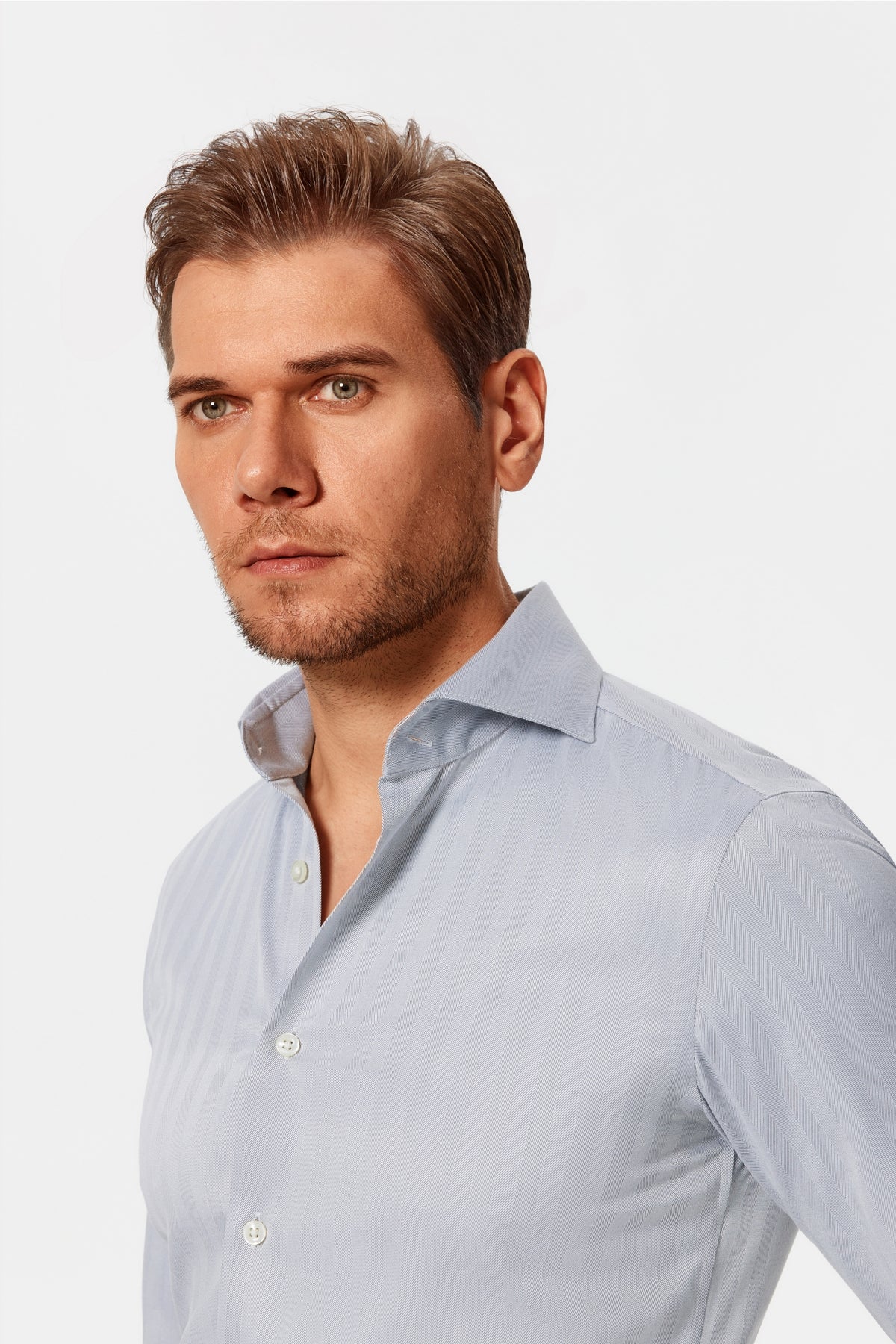 Van Patten Gray Herringbone Dobby Non-Iron Shirt