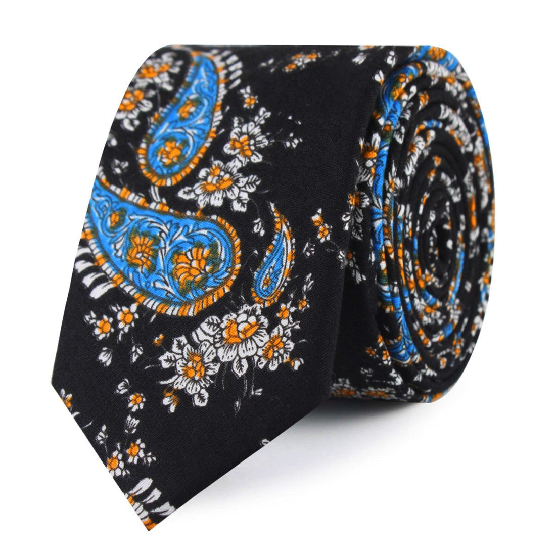 Venetian Lagoon Blue Paisley Slim Tie