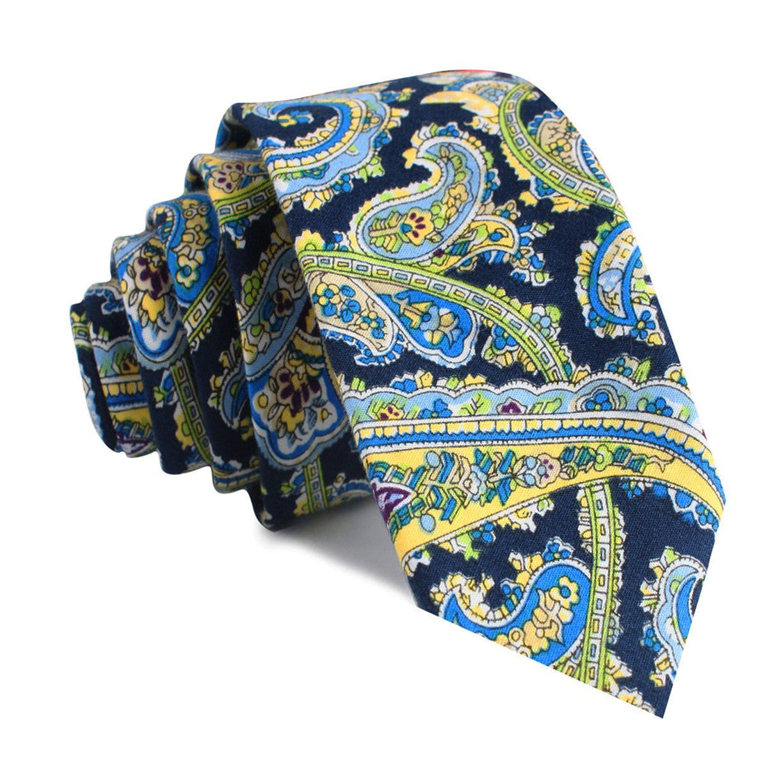 Vivara Yellow on Blue Paisley Skinny Tie