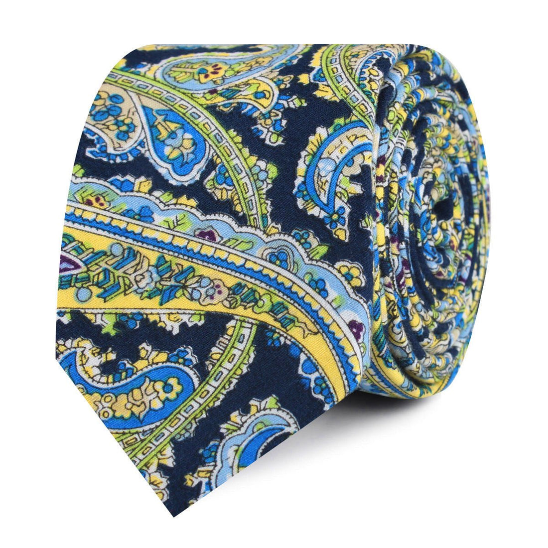 Vivara Yellow on Blue Paisley Slim Tie