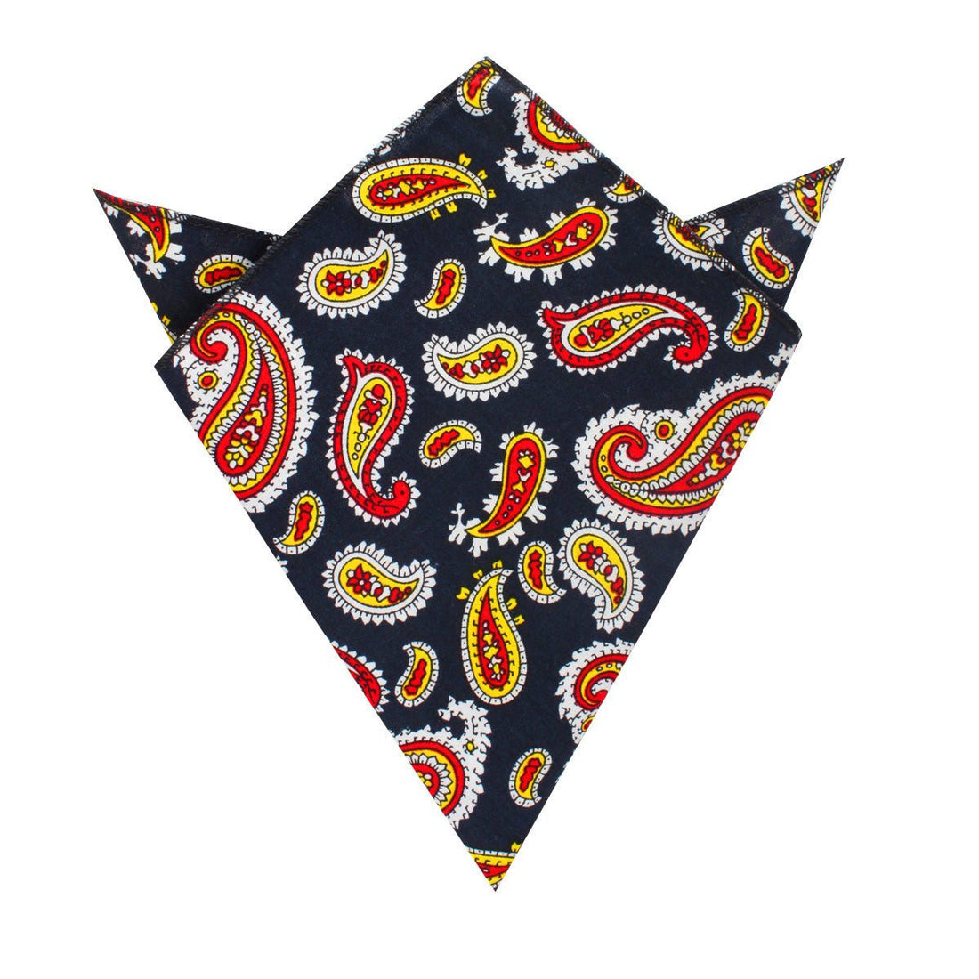 Vulcano Red & Yellow Paisley Pocket Square