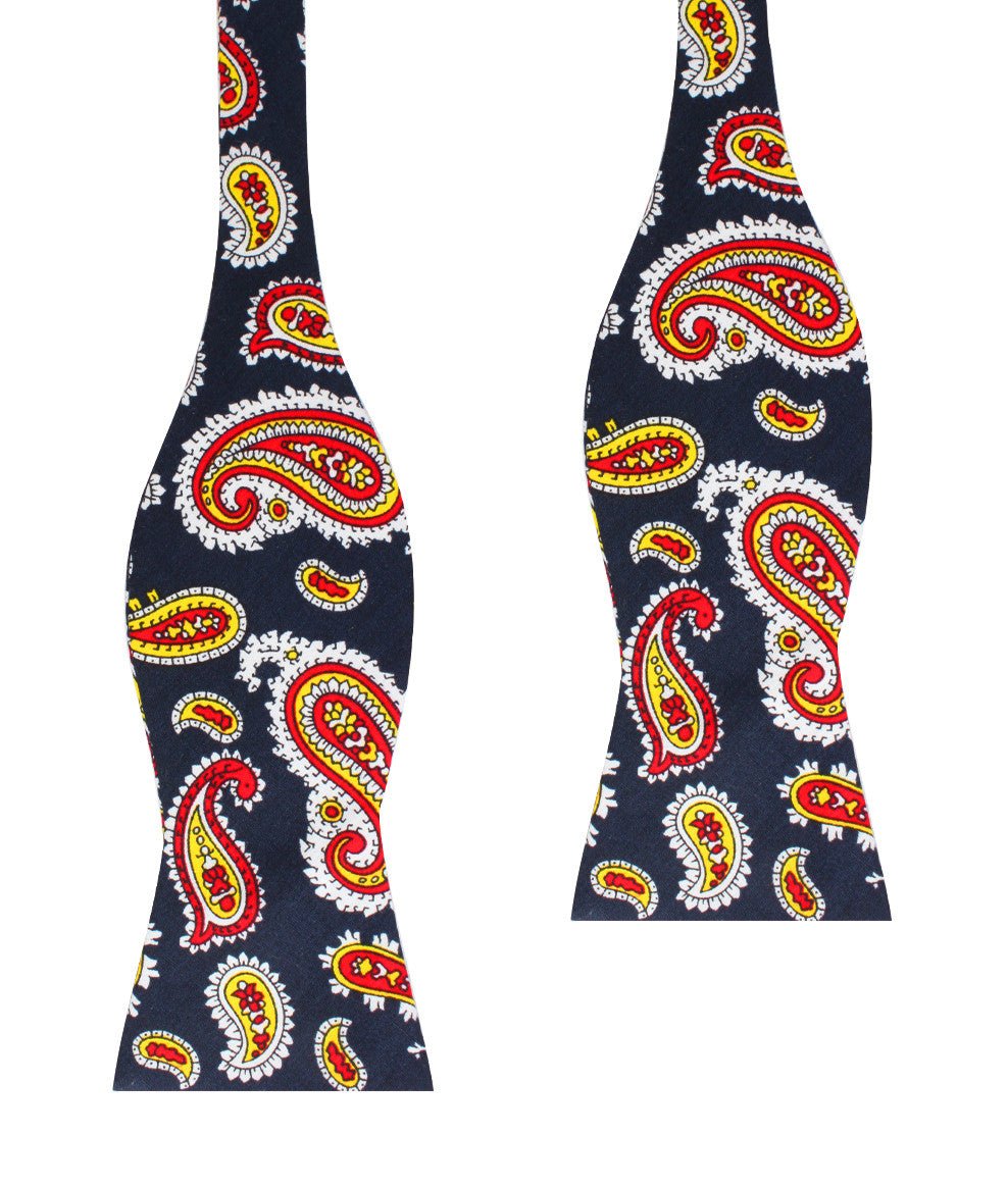 Vulcano Red & Yellow Paisley Self Bow Tie