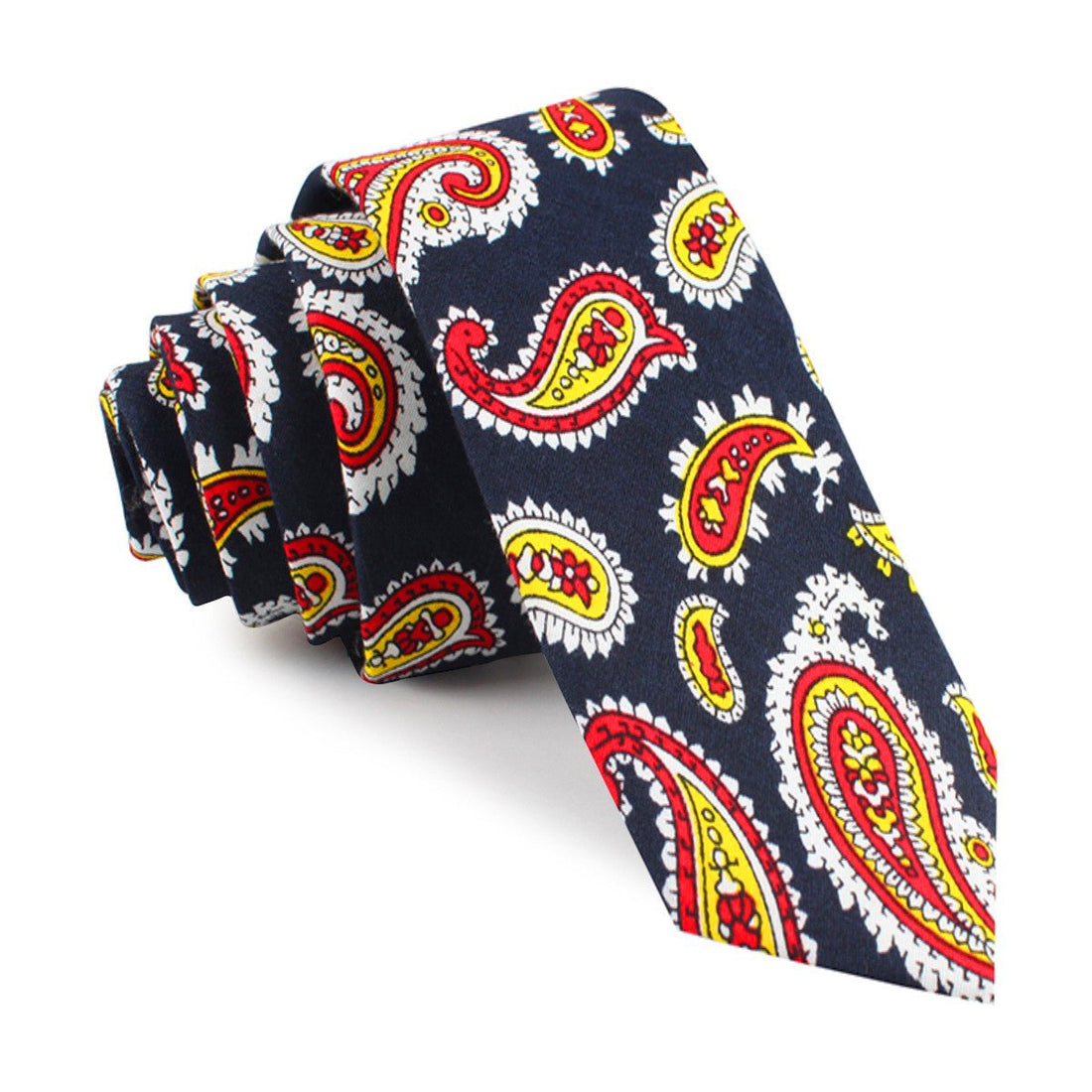 Vulcano Red & Yellow Paisley Skinny Tie